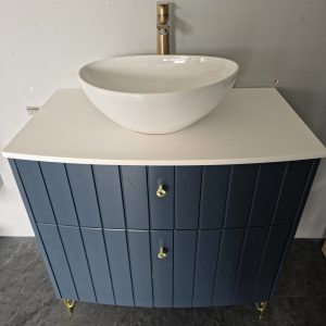 Dansani Urban Vintage Wall Hung 2-Drawer 81cm Unit Vintage Blue, Grooved Drawer Fronts and Décor Legs
