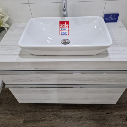 Villeroy & Boch 100cm White Wood 2 Drawer Vanity Unit